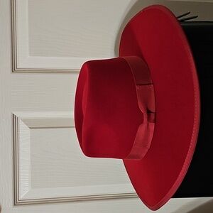 Sassy Jones Taylor Wide Brim Fedora - Red (New)